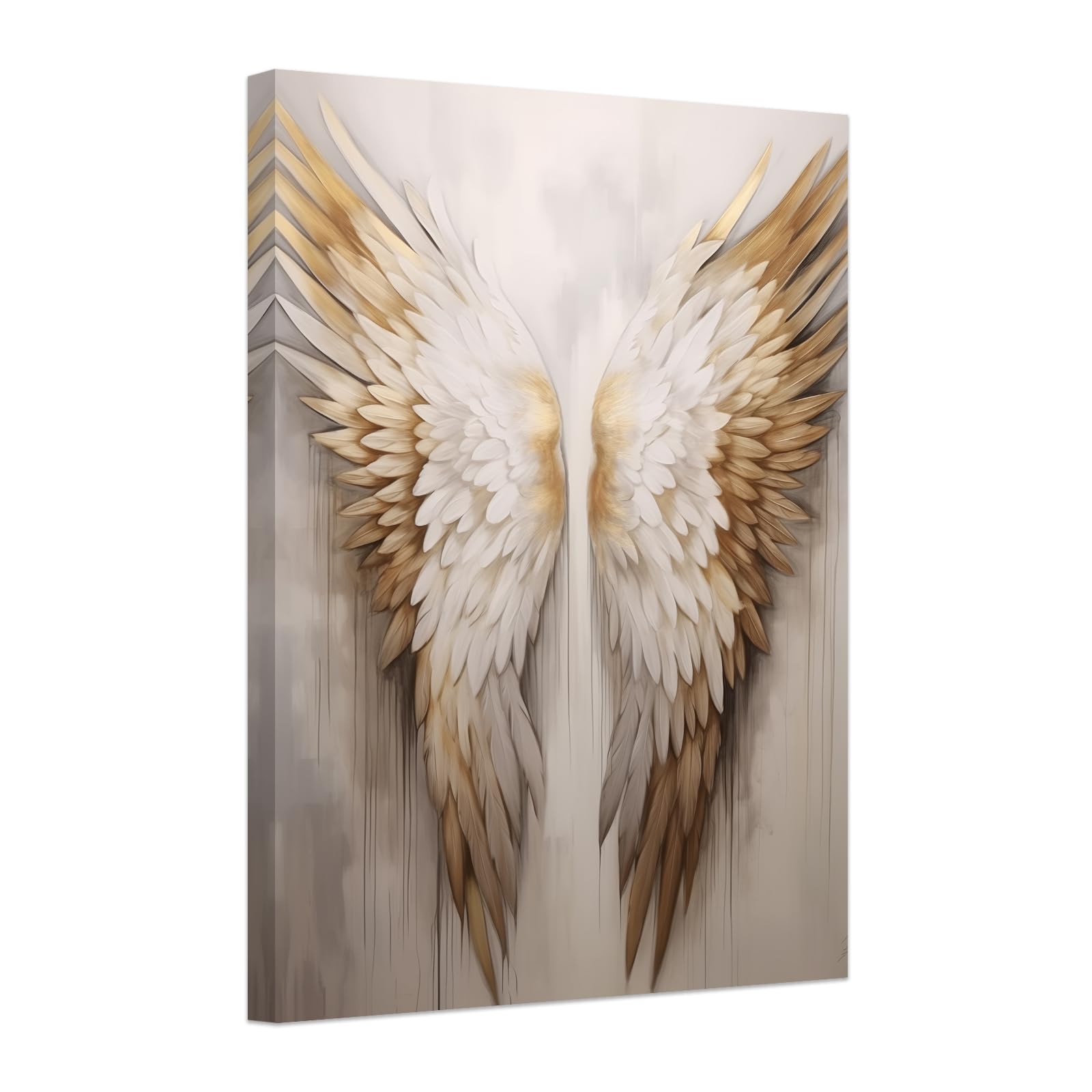 ZXHYWYM Angel Wings Canvas Wall Art Golden Wings Wall Decor Angel Wings Painting Abstract Wings Art Print for Home Living Room Bedroom Decor Framed (B