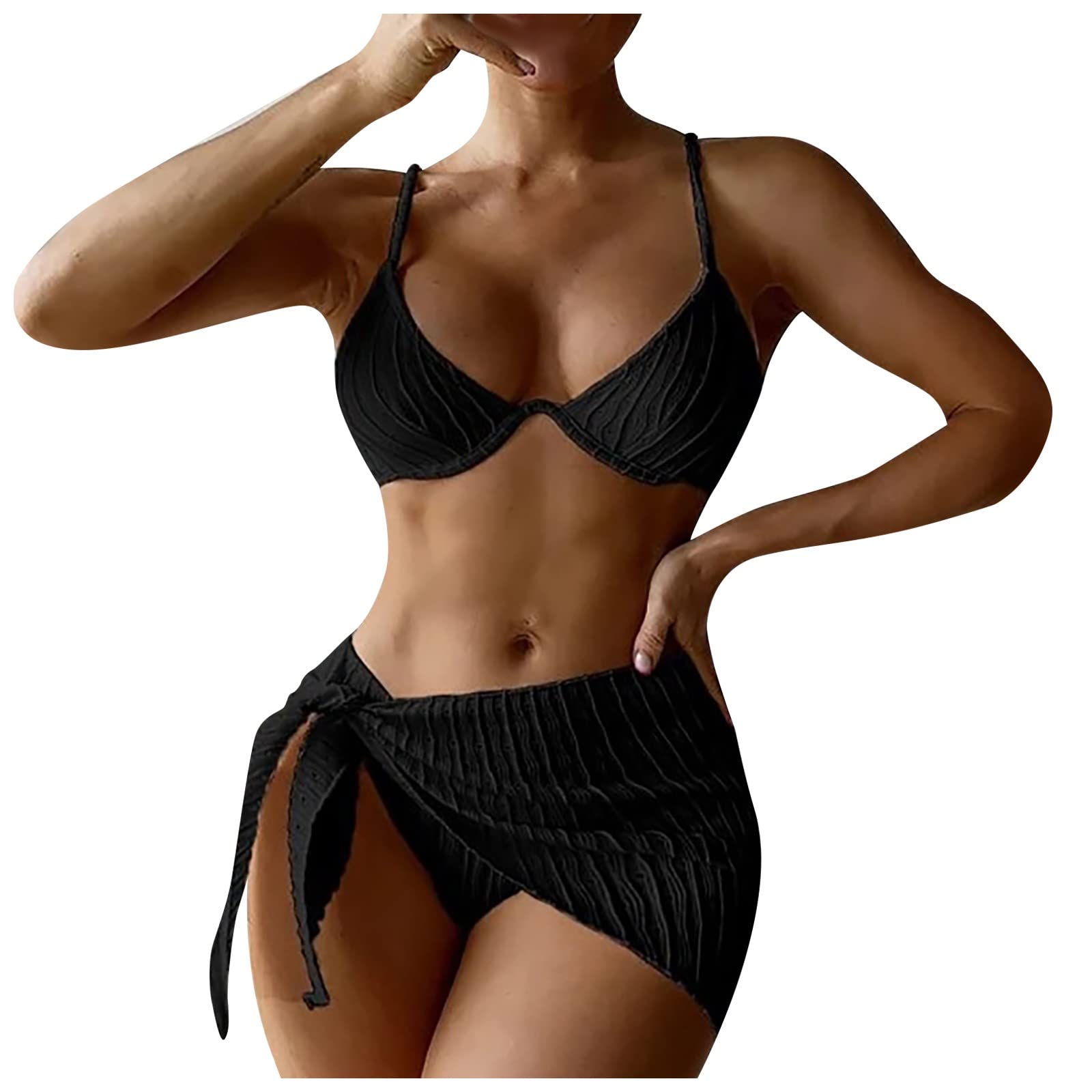 SYlibesWomen's 2 Piece Bikini Set,Deep V Neck Triangle Bikini Bathing Suit V Neck V-Neck Swimsuit Bathing Suit Swimsuit