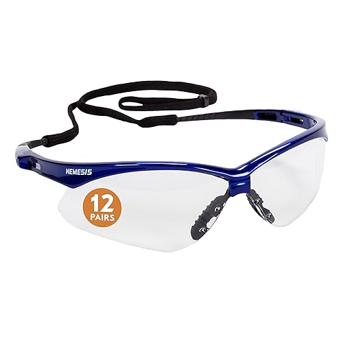 JACKSON SAFETY anteojos de protección con lentes antiempañantes y marco azul metálico, Universal, 12