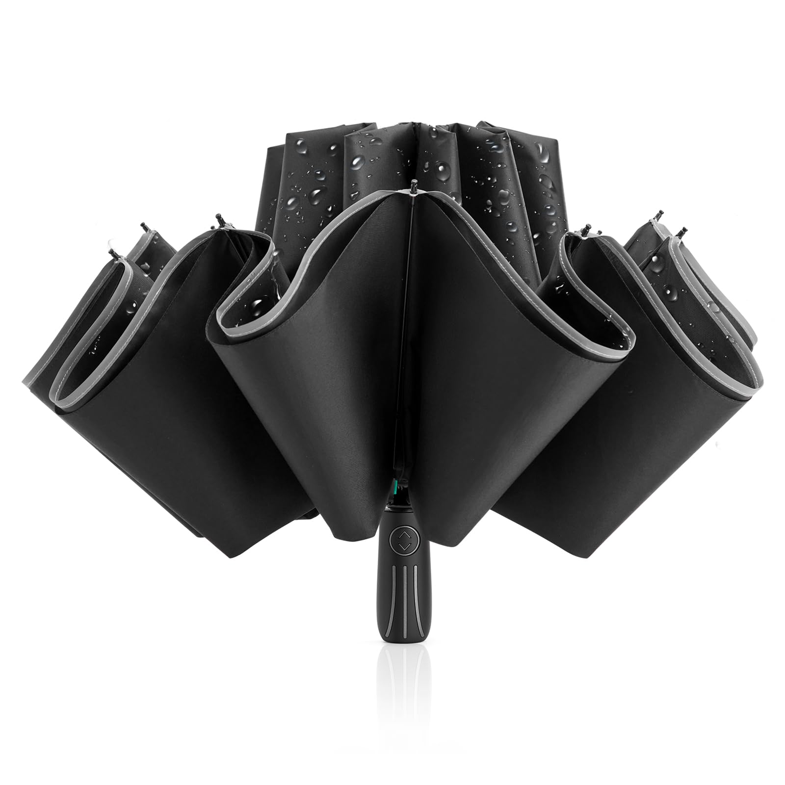 G4Free 54 Inch Large Double Layer Inverted Umbrella, 12 Ribs Compact Windproof Automatic Folding Reverse Umbrella with Reflective Strip for rain