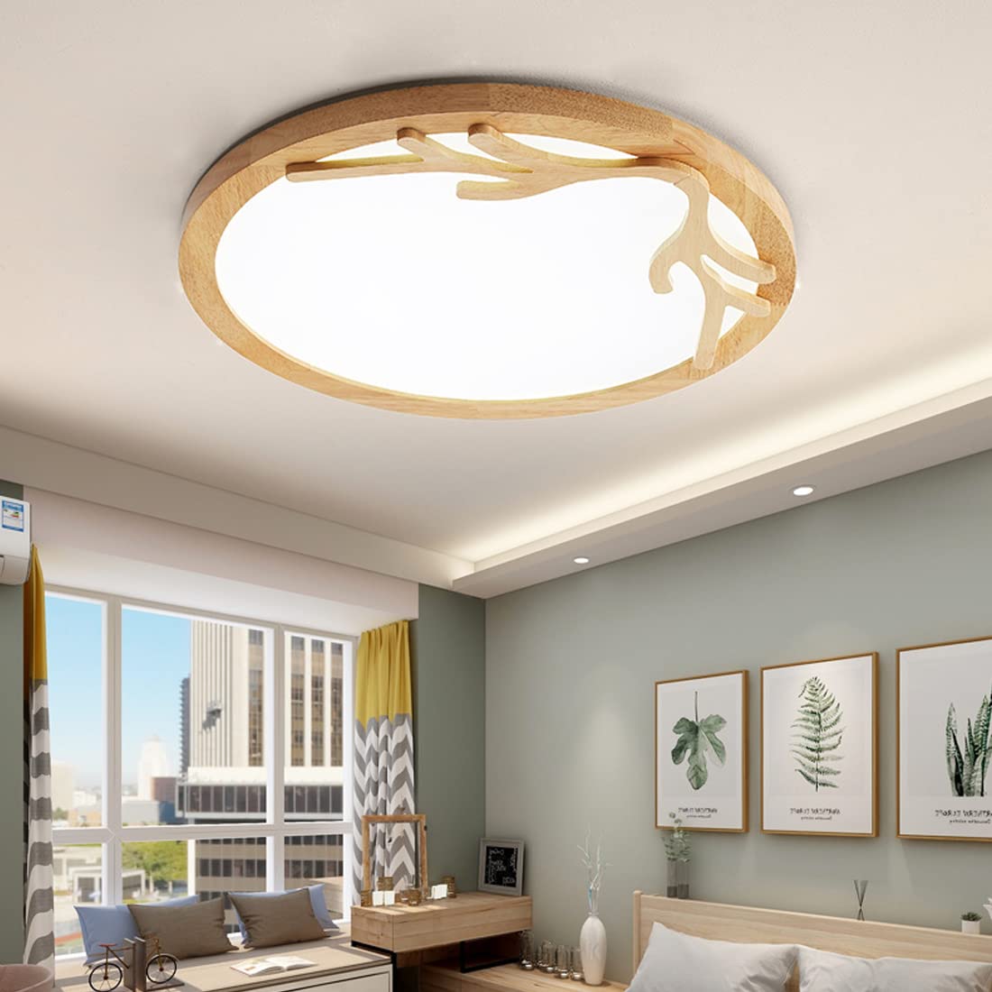 Lampa sufitowa do sypialni ściemnialna lampa LED do sypialni nowoczesny pilot zdalnego sterowania klosz sufitowy LED gabinet jadalnia (Ø50 cm)