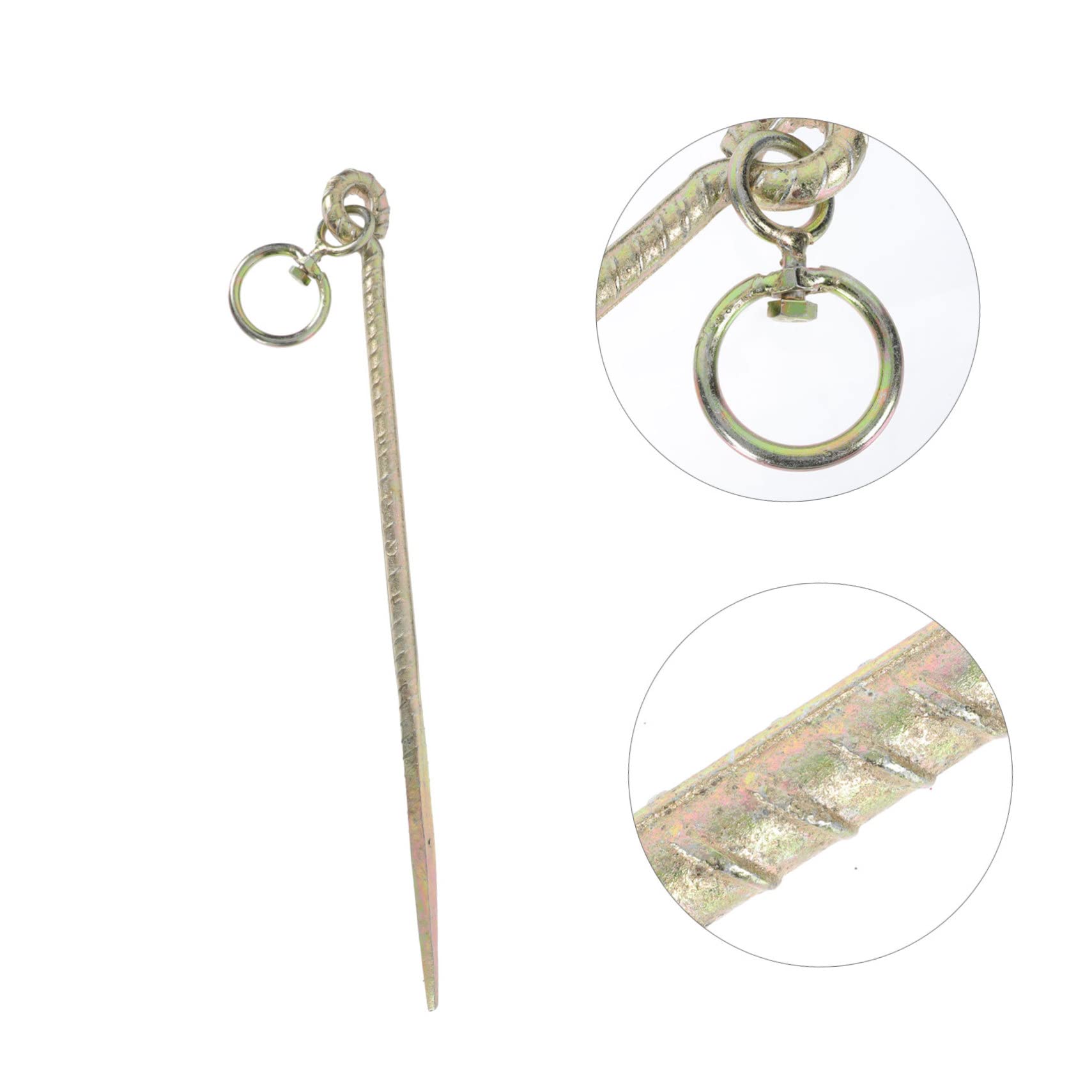 Clavo para Ganado, Ovejas y Caballos de Hierro Dorado Diseño de Anillo, Estaca de Fijación para Carpas y Camping al Aire Libre, Resistente y Fácil de Transportar