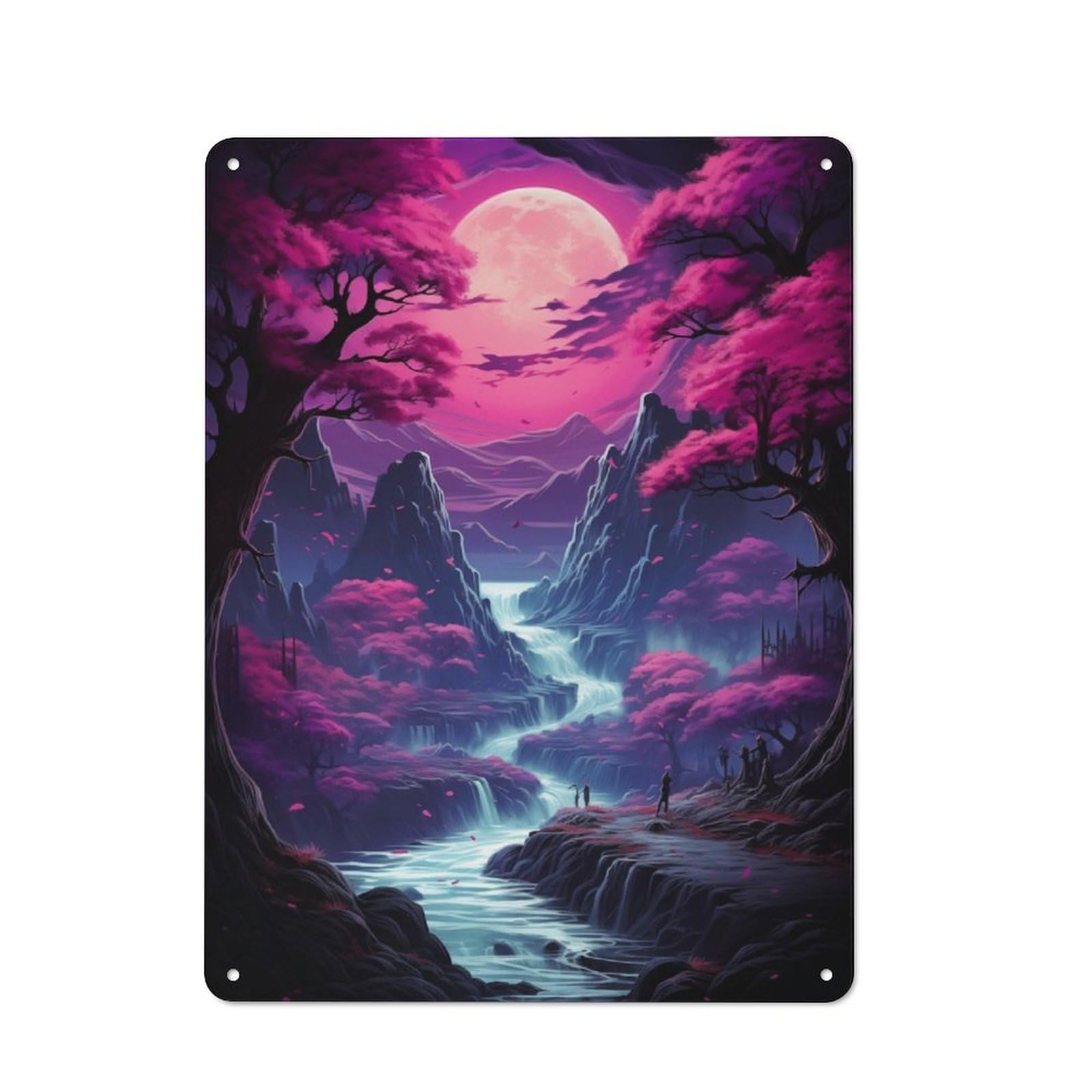 Junmoney River Landscape Fantasy Vintage Tin Sign 40X30cm With For Home Office Or Studio, Winter Wall Decor For Creative Workspace Decorators