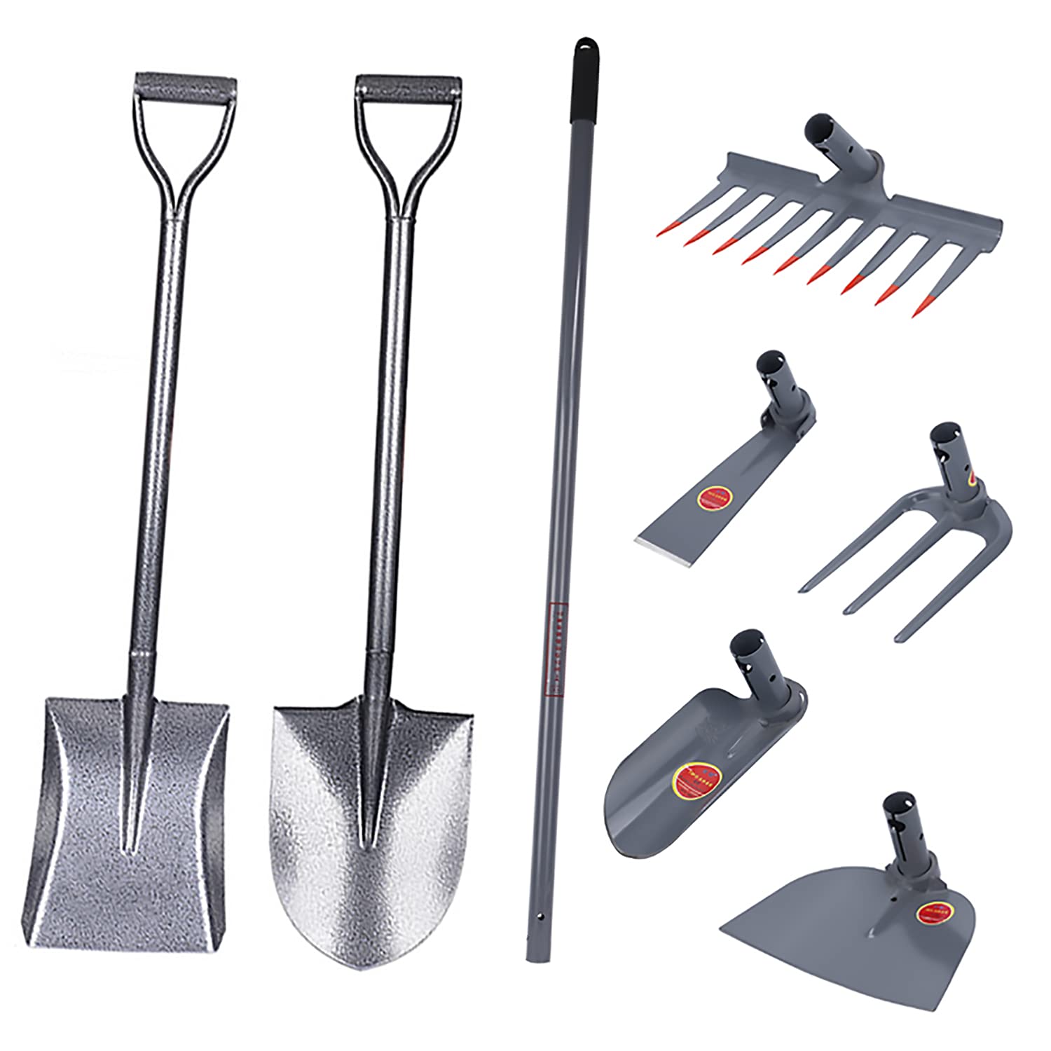 Juego de Espadas para Herramientas de jardín,Palas de excavación de Acero al manganeso Que Incluyen una Pala con Cabeza de Flecha para jardinería,un rastrillo de jardín,una azada (7 Piece Set)