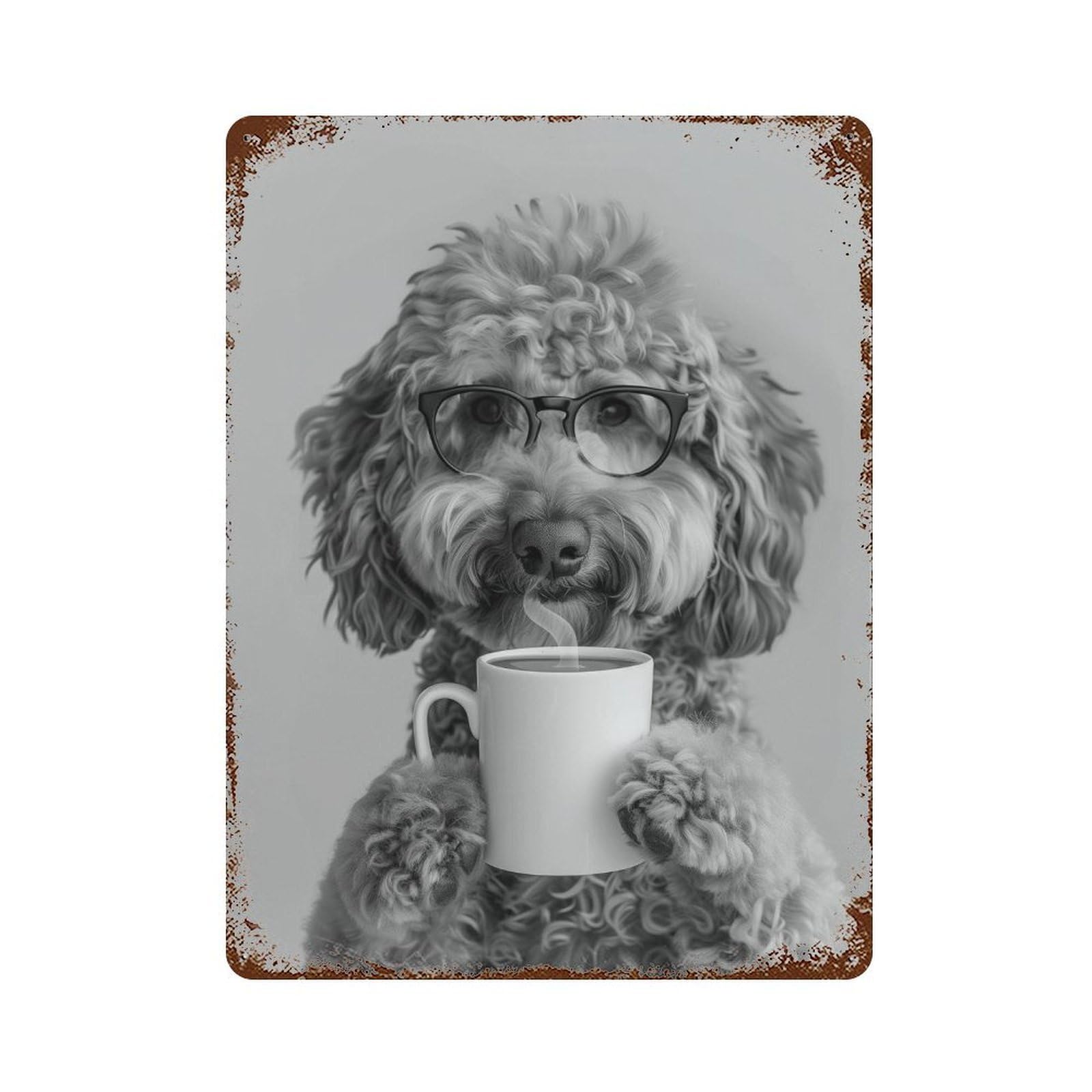 xiaoxiaoshen Goldendoodle Coffee Wall Art Wall Decor Art Metal Tin Poster Modern Home Decor Art Home Bar Shop Decorations Vintage Sign 40x30cm