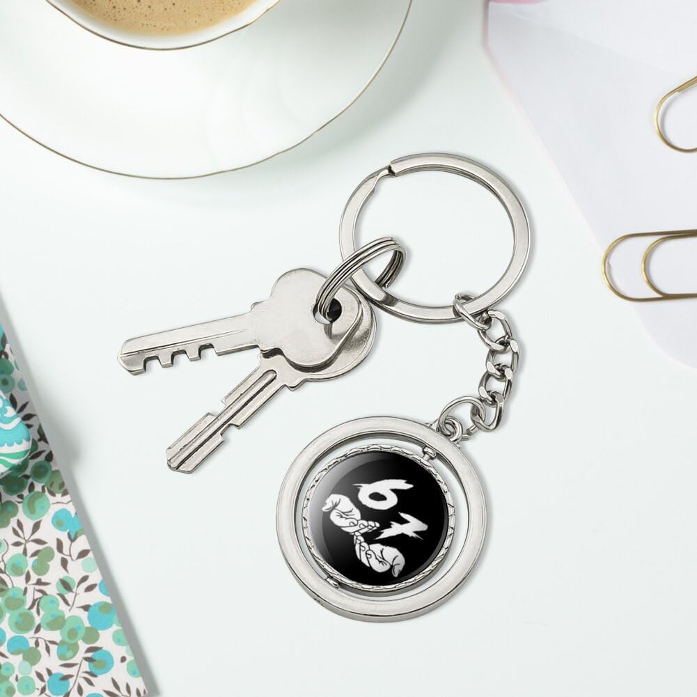 GRAPHICS & MORE 6-7 Meme Keychain Spinning Round Chrome Plated Metal - Image 5