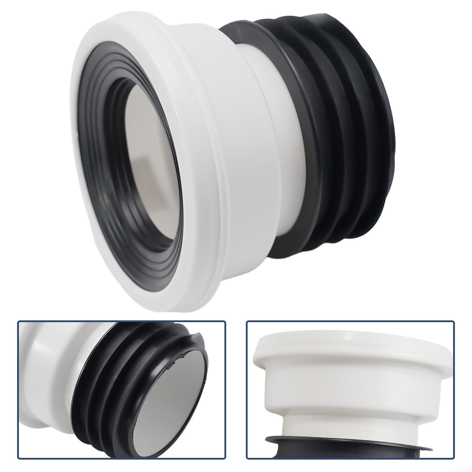 Raccord D'installation D'égout de Toilette, Raccord excentrique de 0 mm pour cuvette de WC, raccord de buse de WC, tuyau de vidange de toilette adapté à l'excentrique droit décalé (0 cm)