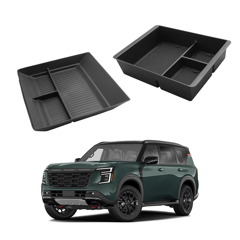Kit Organizador para Console Central ECOZEN compatível com Nissan Armada 2025-2026 com bandeja para apoio de braço e console inferior, 2 peças