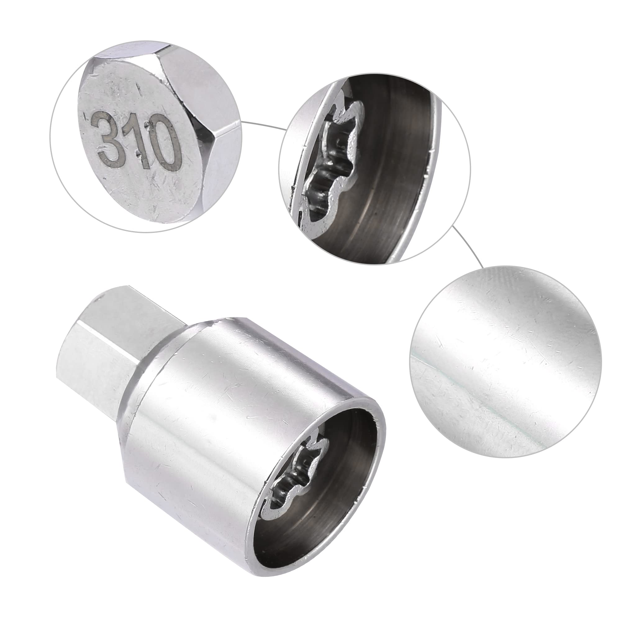 X AUTOHAUX 310 Clé Démontage Antivol Roue 1pc pour Mercedes-Benz Acier | Argenté, Acier Allié, 4.1X2.9Cm, Diamètre Int. 2.4Cm, Résistant, Antirouille, Pour Retirer Vis Antivol