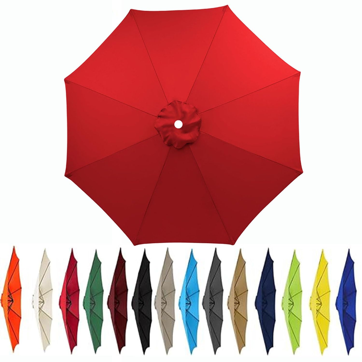 JORTUIO Outdoor Patio Umbrella Replacement Canopy,6 Ribs/8 Ribs Umbrella Canopy Cover, Protective Replacement Parasol Fabric Standby Cover,Canopy Only(Color16,6.5ft(2.0m)/8ribs)