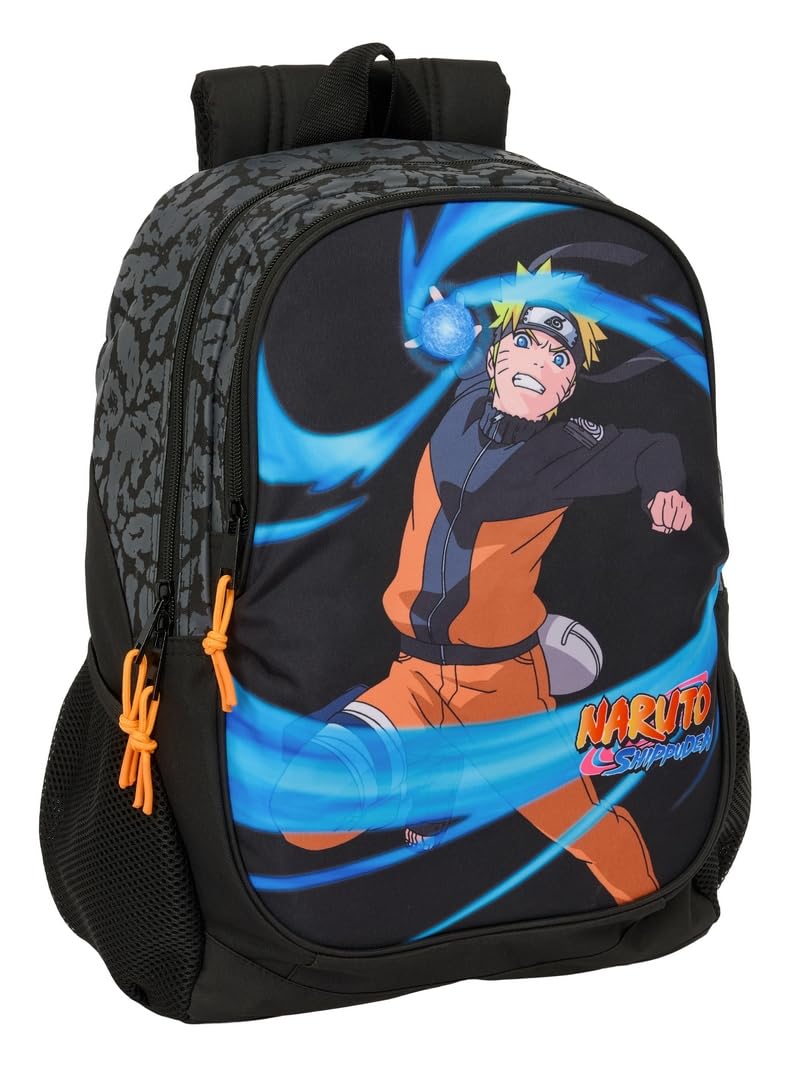 Safta Naruto - Zaino scuola per bambini, ideale per bambini di diverse età, comodo e versatile, qualità e resistenza, 32 x 16 x 44 cm, Nero, M, Casual