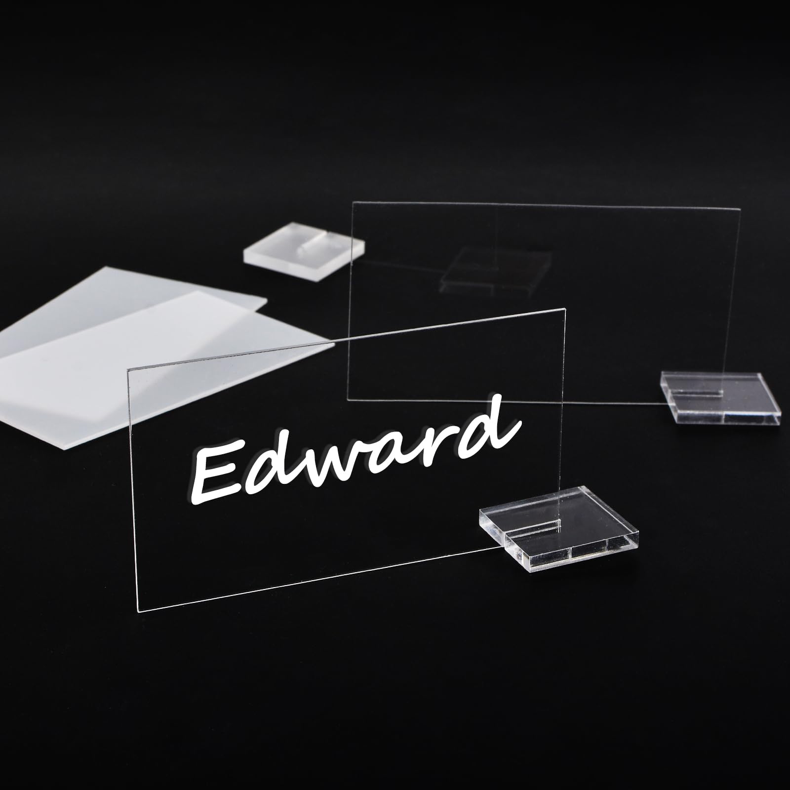 URROMA Clear Acrylic Place Cards for Wedding, 36pcs Blank Rectangle ...