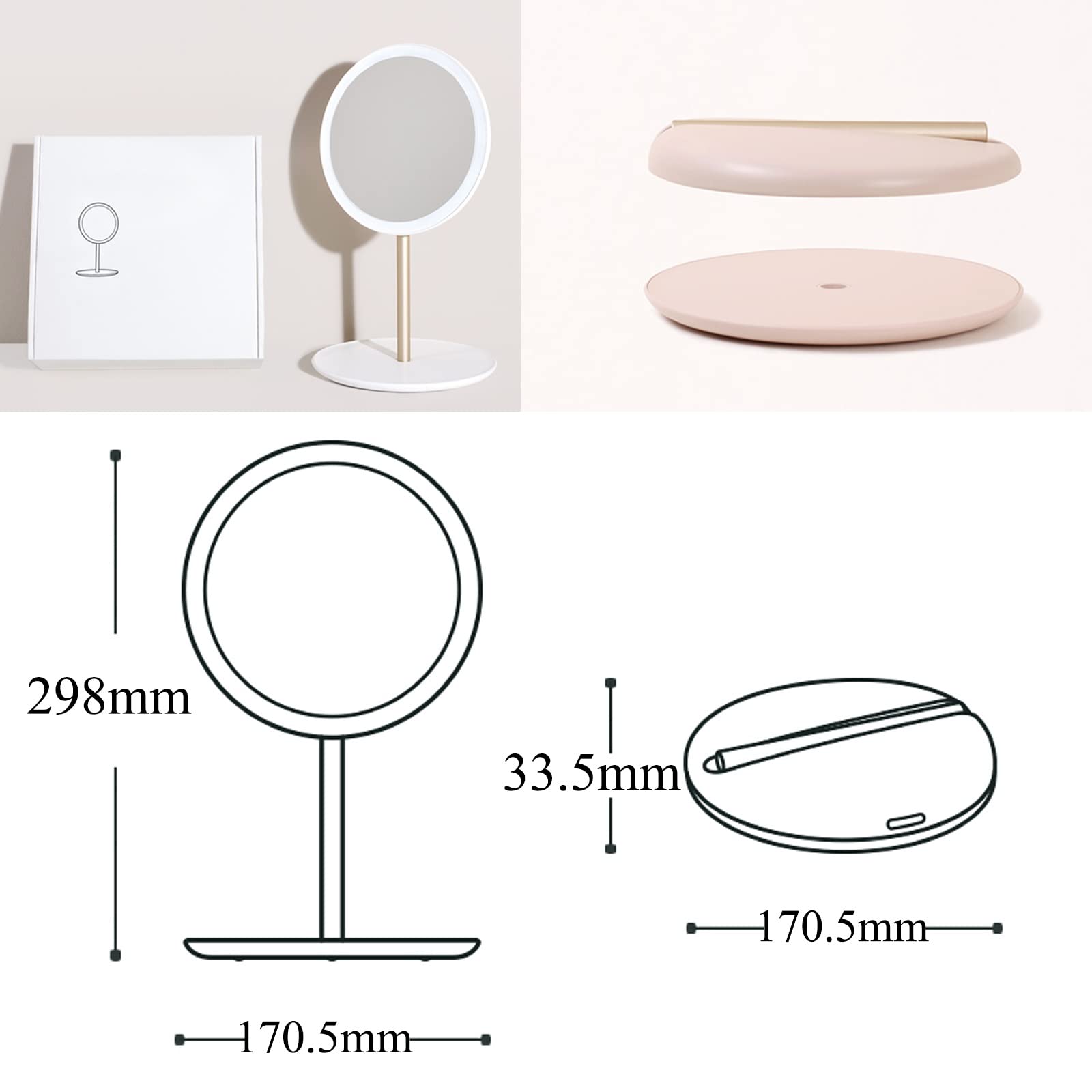 Specchio Per Trucco Da Viaggio Pieghevole | 19,8x14 Cm, Regolabile 45°, HD, Rosa, Compatto - 5