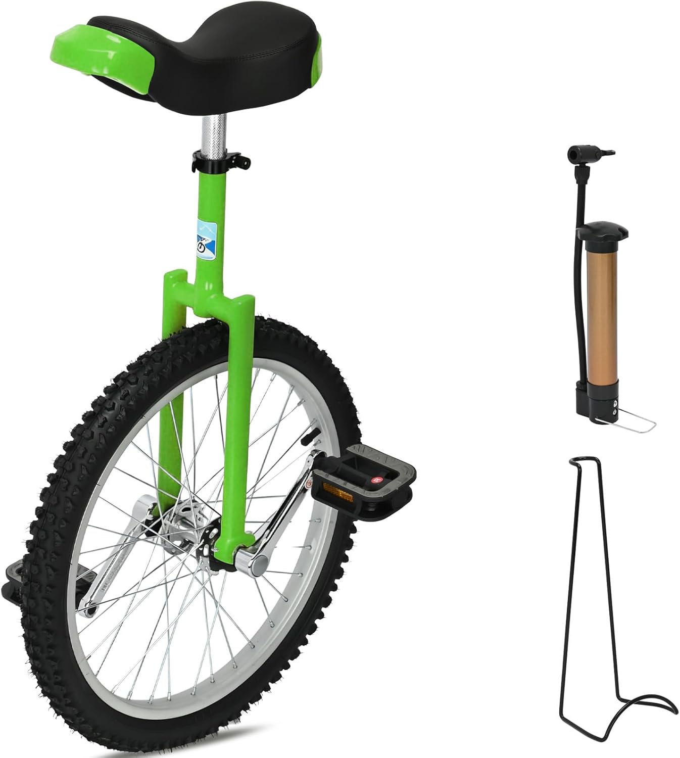 MYOYAY 20 Inch Unicycle,Unicycle for Adults,Mountain Unicycle Height Adjustable,Unicycle with Stand, Anti-Skid Pedal, Indoor Outdoor Sports Fitness Balance Training Fun Exercise Bicycle(Green)
