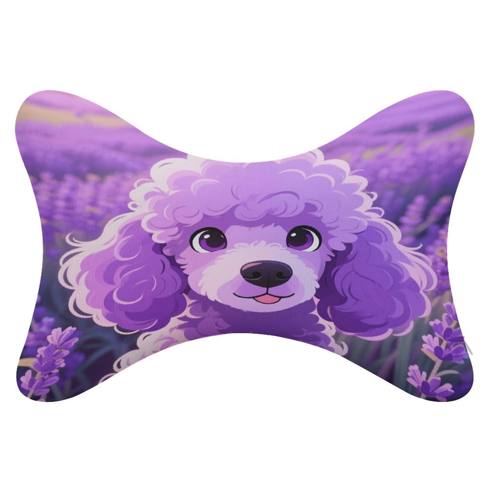 VstaDank Poodle Car Pillow Soft Car Neck Pillow Breathable Dog Bone Shaped Travel Neck Pillows Washable Removable All-Season Universal Cars Head Rest Pillows