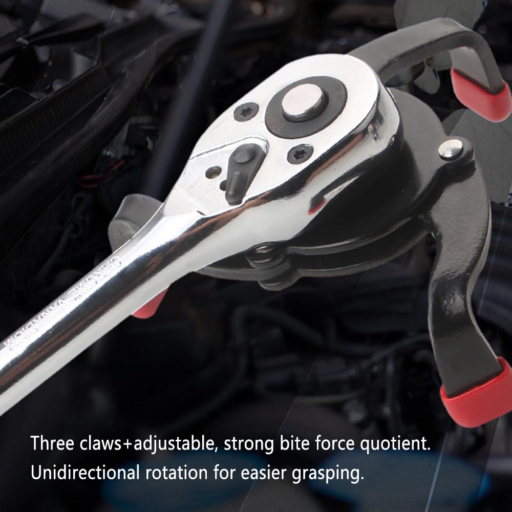 Oil Filter Wrench - Adjustable 3 Jaw Oil Filter Remover Tool For 2