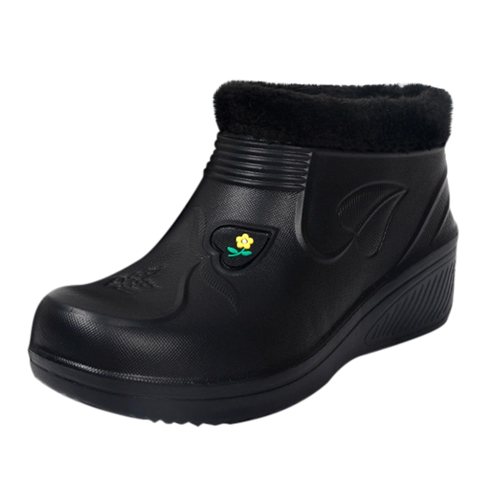 Botas de goma para mujer, forradas, botas de lluvia, botas de goma, antideslizantes, zapatos de lluvia, botas de lluvia, botas de goma cortas, botas de goma impermeables, botines de invierno, botas de
