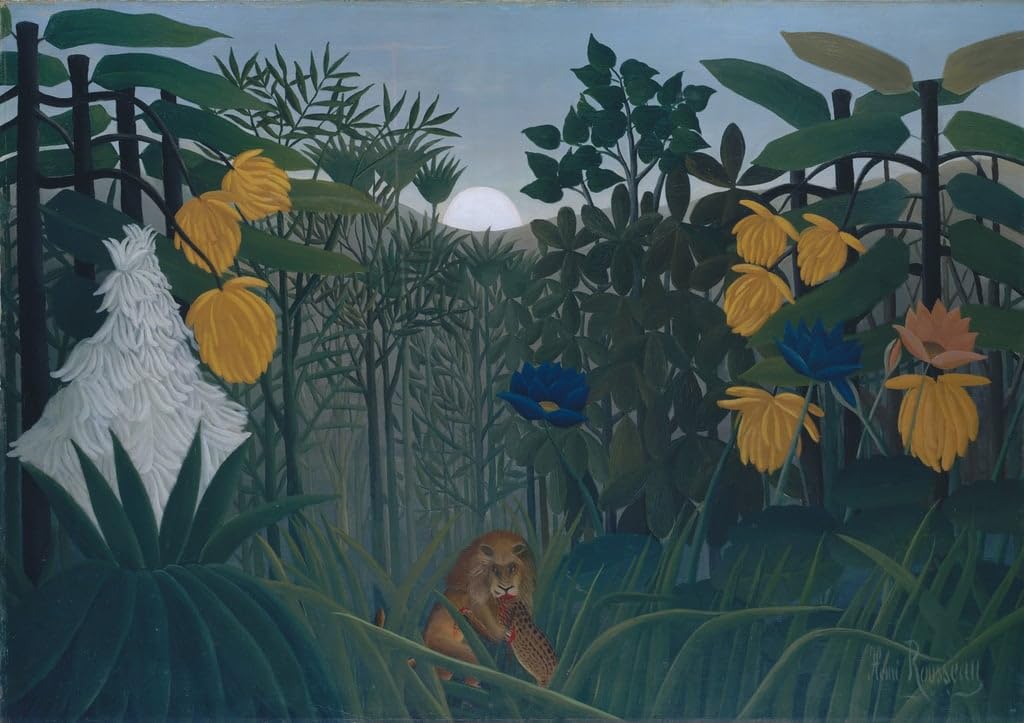 Tableau Toile Henri Rousseau Le Repas du Lion affiche art murale 60x90