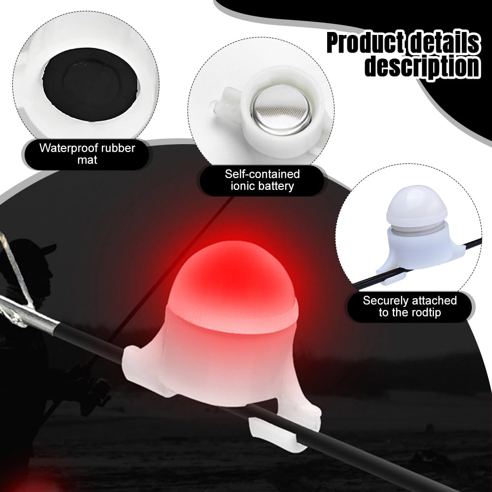 mizikuu 6PCS Détecteur De Touche Électronique De Pêche, Détecteurs de Morsure LED Alarme de Touche de la Canne à Pêche Détecteur Accessoire de Pêche pour DifféRents Types de Canne à Pêche