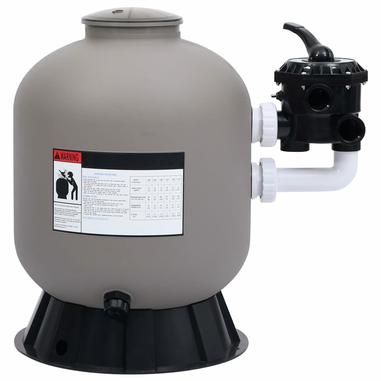 LAPOOH Filtro de Arena de Piscina válvula 6 vías Montaje Lateral, Depuradora Piscina, Depuradora Arena, Arena para Depuradora Piscina, Filtro De Arena para Piscina, Gris