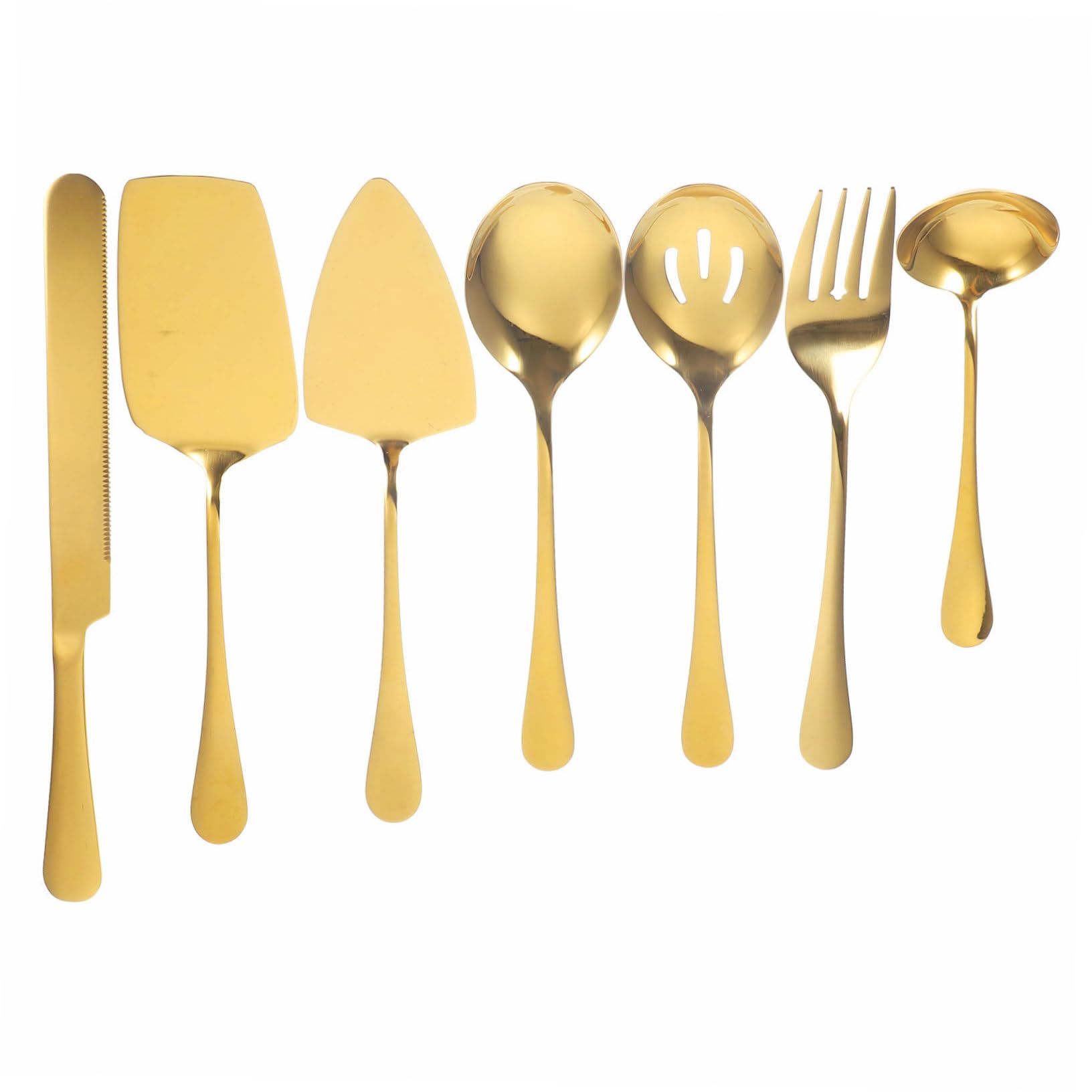 Cabilock Kuchenbesteck mit Hoher Härte und Verschleißfestigkeit Tortenheber Edelstahl Satz Minimalistisches Design Goldfarben für Hochzeitspartys und Restaurants