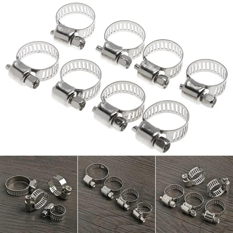 1Set Worm Gear Hose Clamp 8-38mm Stainless Steel Adjustable Clips for Various Pipes Automotive Mechan