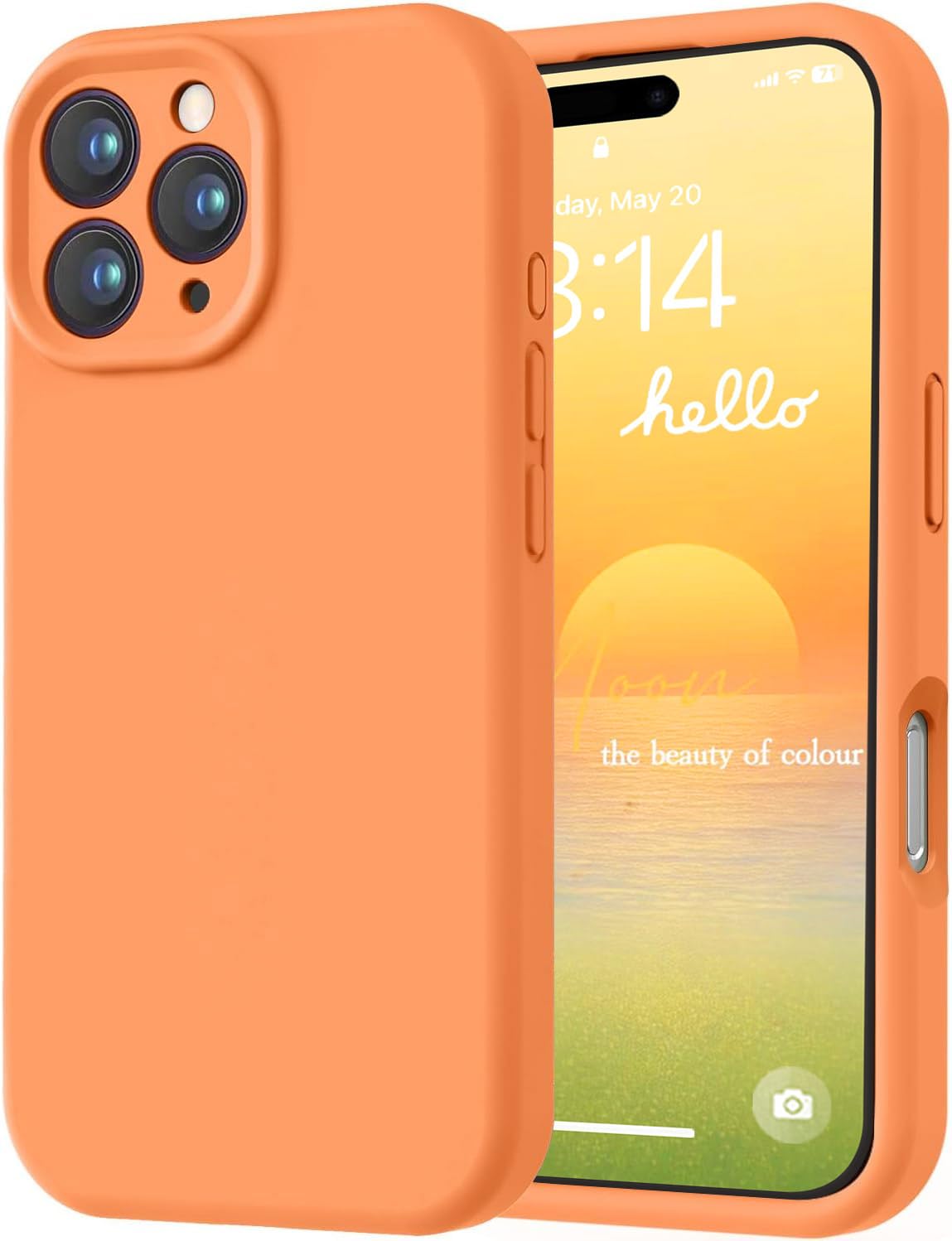 Photo 1 of LOVE 3000 Designed for iPhone 16 Pro Max Case, Premium Silicone with [Soft Anti-Scratch Microfiber Lining] Shockproof Protective Phone Case for Men Women Girls 6.9", Bright Orange