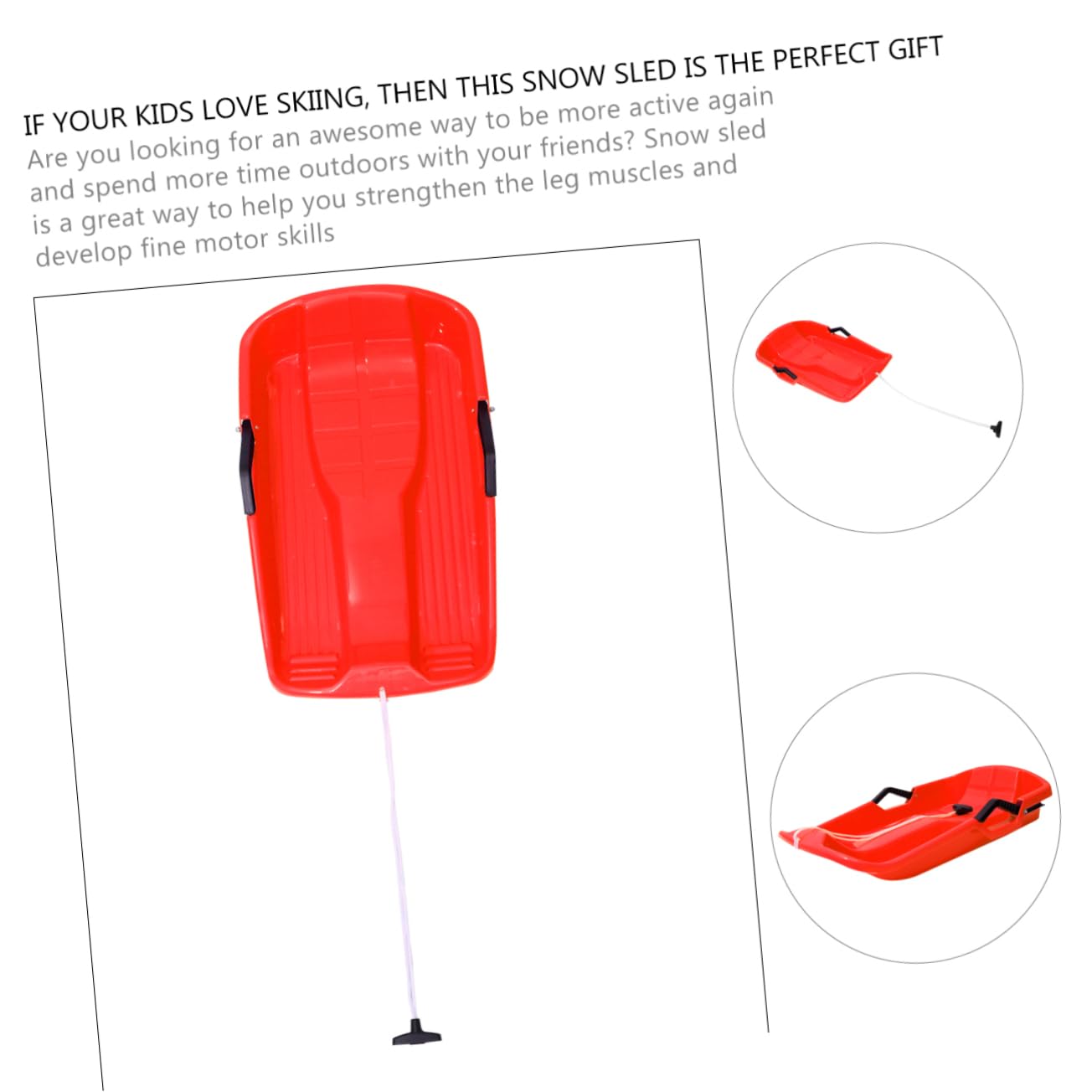 KOMBIUDA Luge à Neige Glisseur Hiver Extérieur pour Garçon Fille Et Adultes avec Poignée Antidérapante pour Glisser Librement