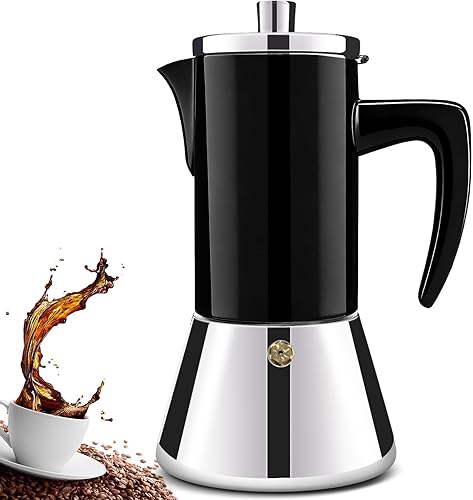 Miniatura 10 de Cafetera de Espresso de 12 Tazas de Acero Inoxidable 304 Grueso para Estufa, Cafetera Italiana de Percolador, Capaz de Hacer Café Greca Mocha para