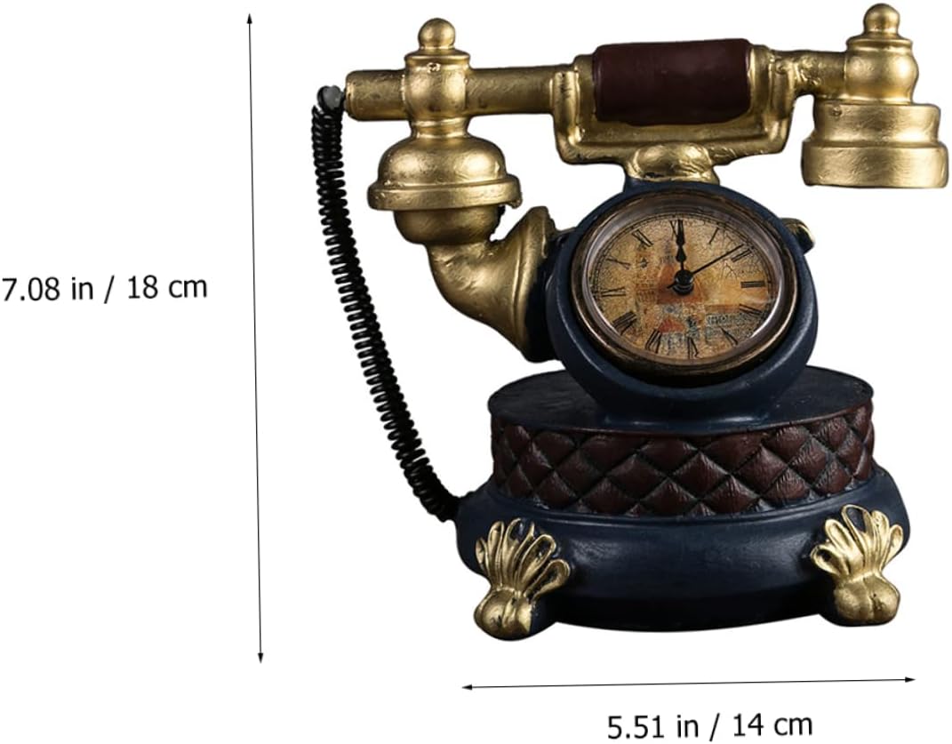 Cabilock Vintage Resin Desktop Clock Model Retro for Home Decor Office Living and Bedroom Golden