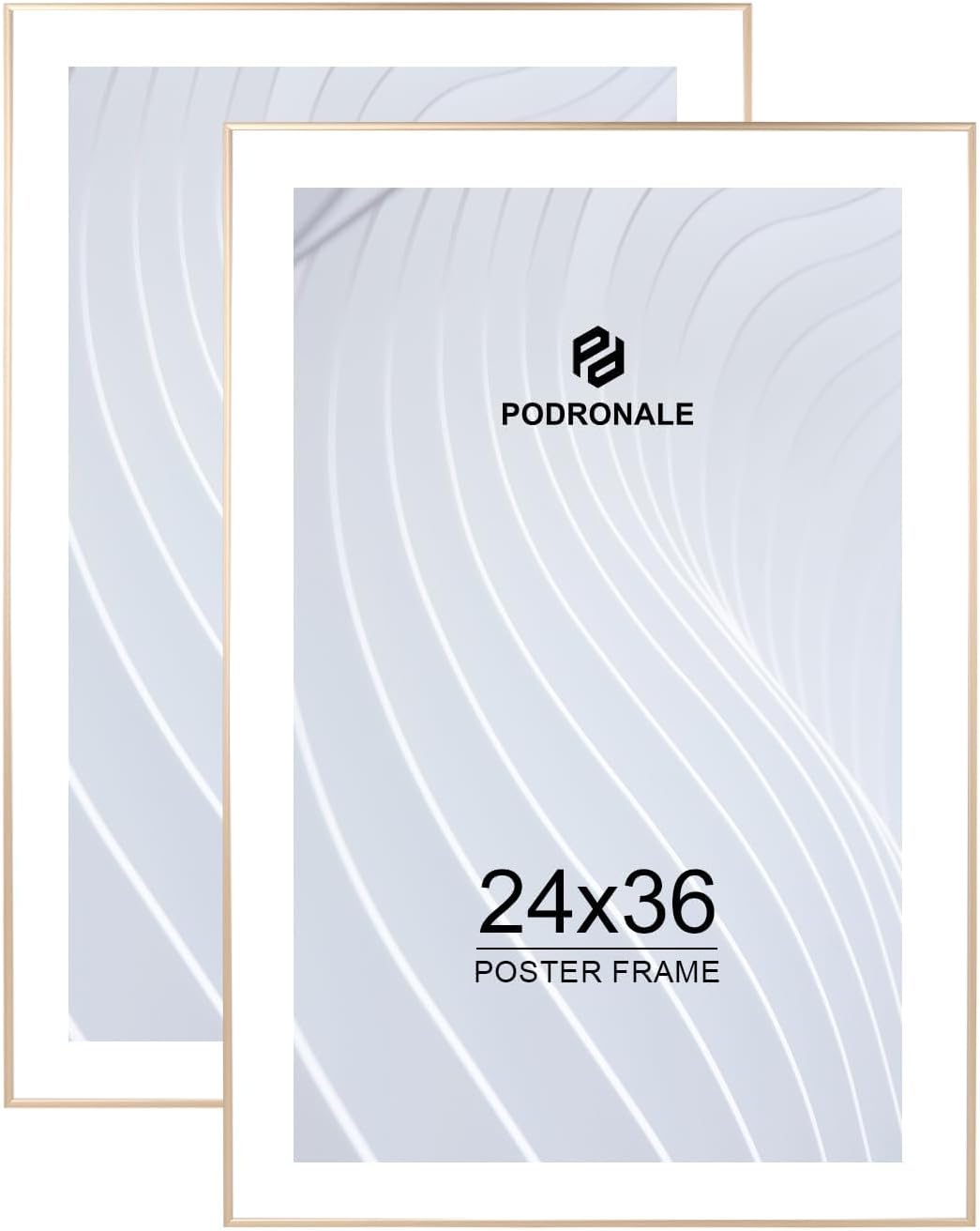 24x36 Matte Gold Picture Frame, 2 PCS, Plexiglass, Thin Aluminum Poster Frame, Horizontally & Vertically Hanging