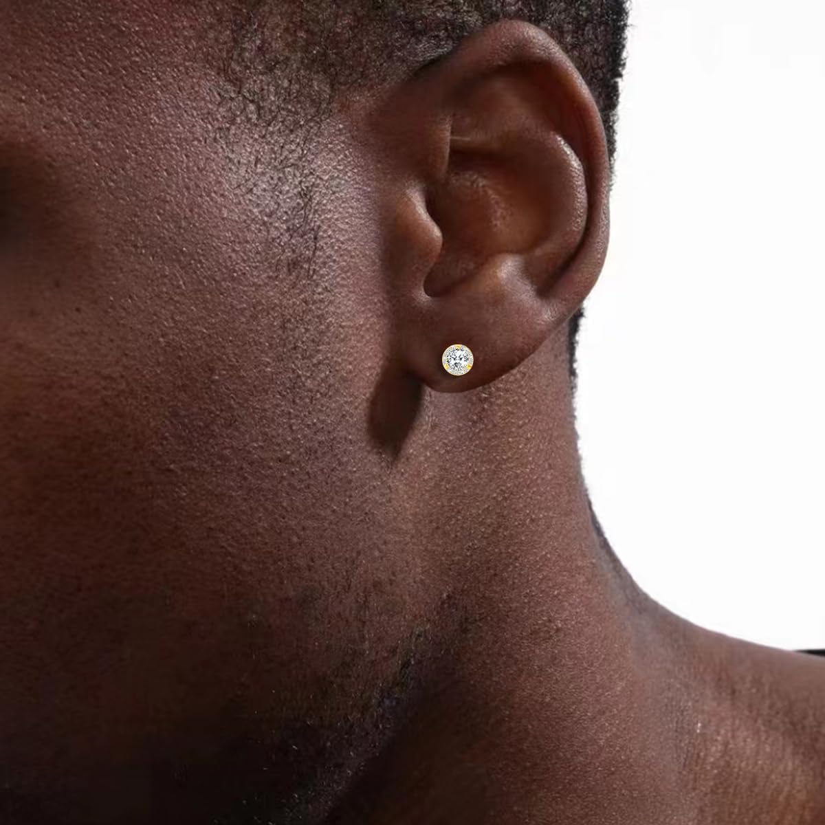 Cubic Zirconia Halo Stud Earrings for Women Men Gold Plated Hypoallergenic S925 Sterling Silver Big Brilliant Simulated Diamond Round CZ Stud Earrings for Sensitive Ears - Image 4