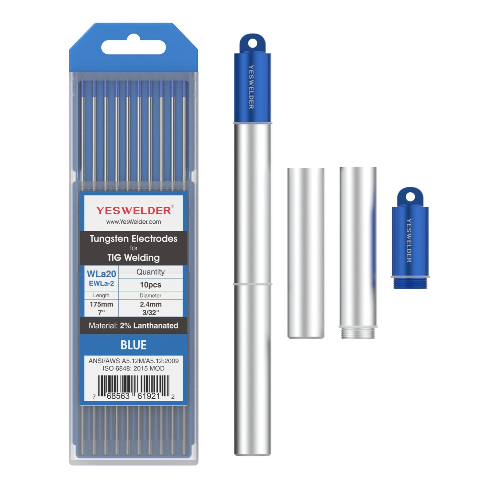 Tig Électrodes En Tungstène 2% De Lanthane, Wl20 (Bleu), 1,0 Mm X 175
