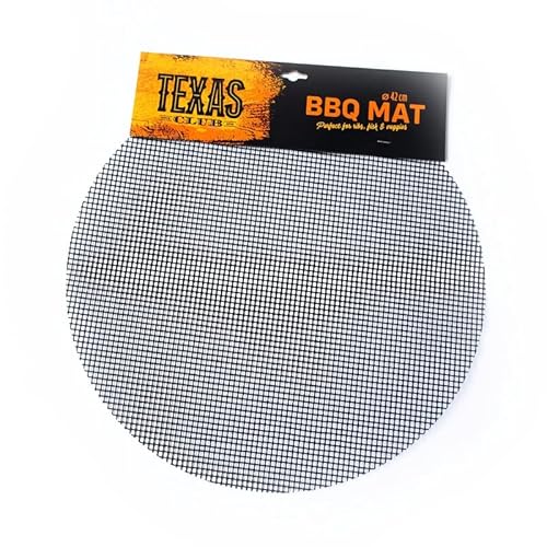TEXAS CLUB - Tappetino Antiaderente per Griglia e Barbecue Riutilizzabile, Resistente al Calore, Realizzato in Fibra di Vetro, Accessorio per BBQ Amato dai Professionisti, Diametro 42 cm