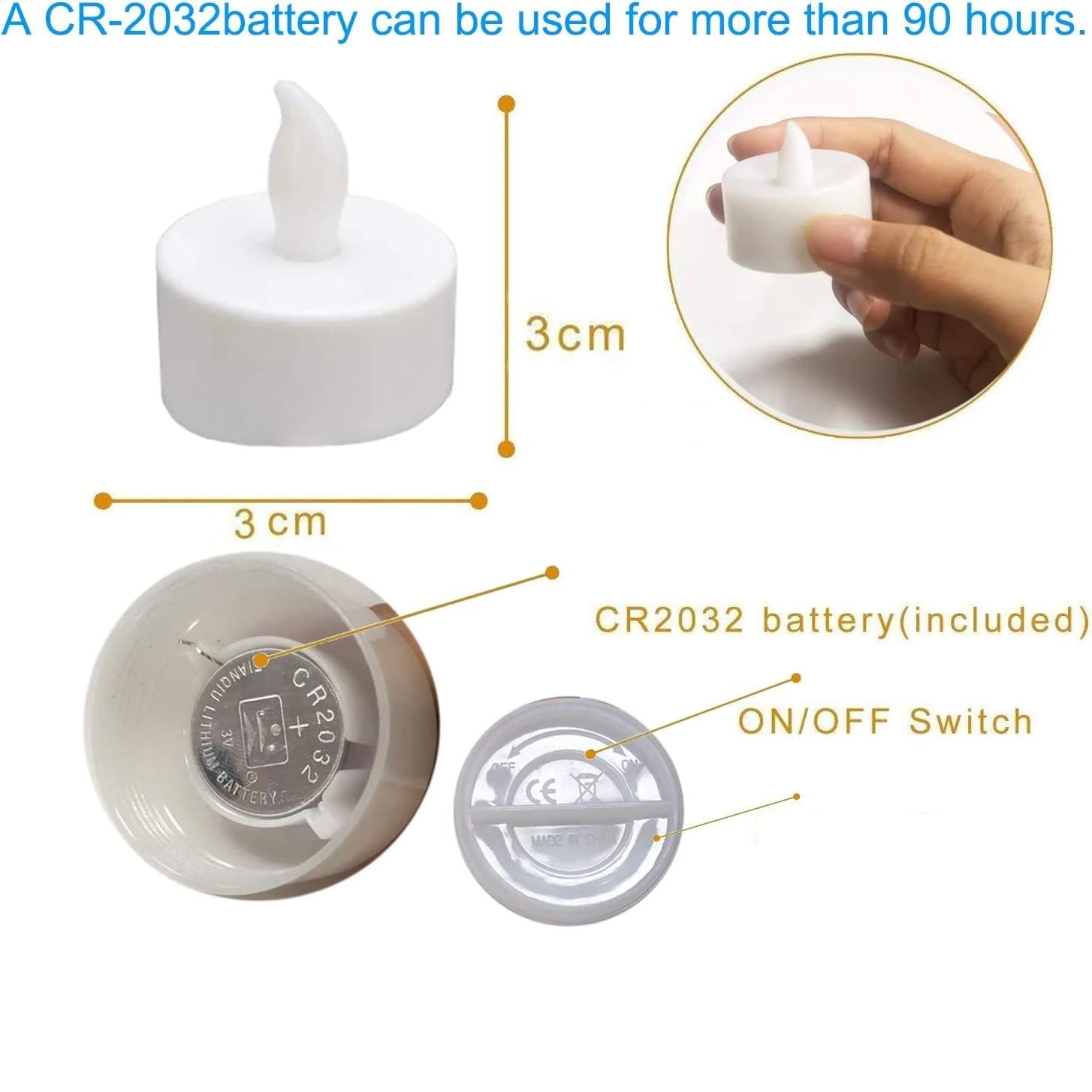 Candele Led Candele a LED Confezione da 48/24/12 candele luminose for creare un'atmosfera calda e tremolante(48pcs)