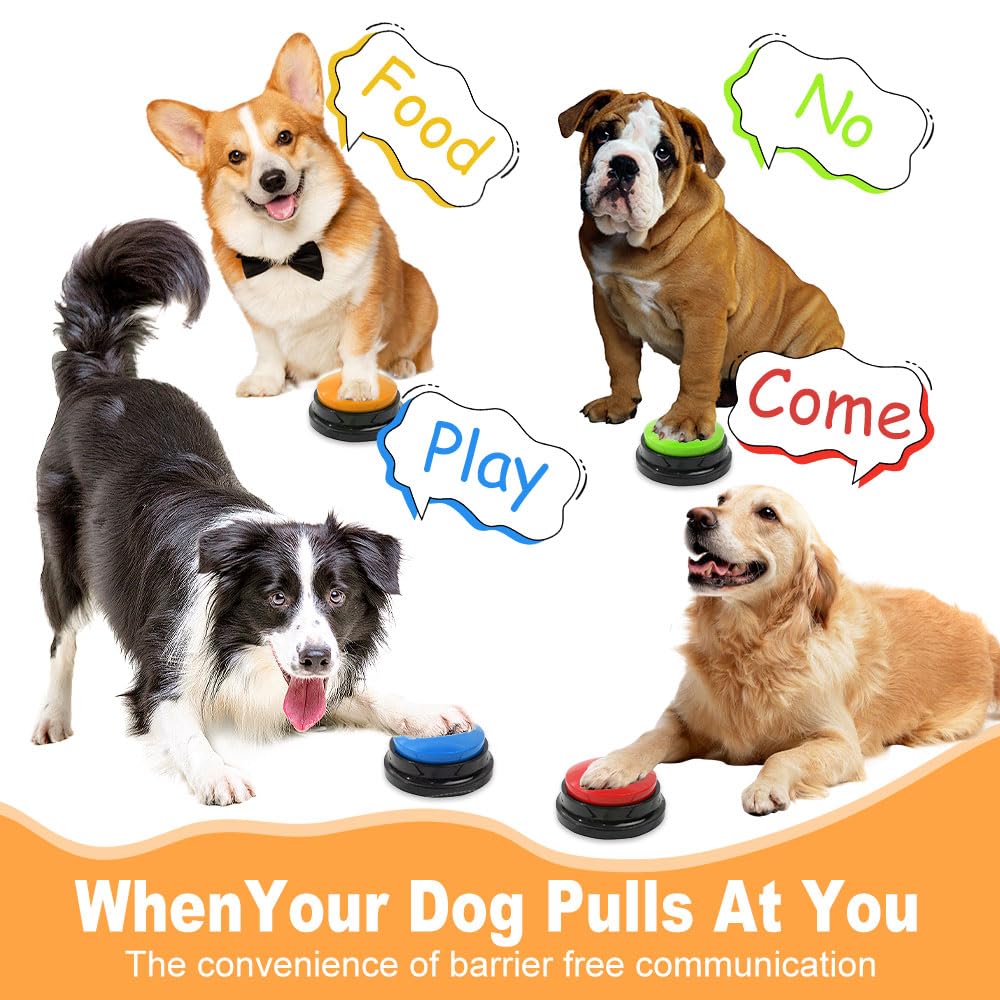 4 Pezzi Pulsanti per Cani Registrabili, Pulsanti Registrabili per Cani, Pulsanti Cani Registrabile in 30 Secondi, Pulsanti Parlanti per Cani, Pulsante di Comunicazione per Cani Addestramento