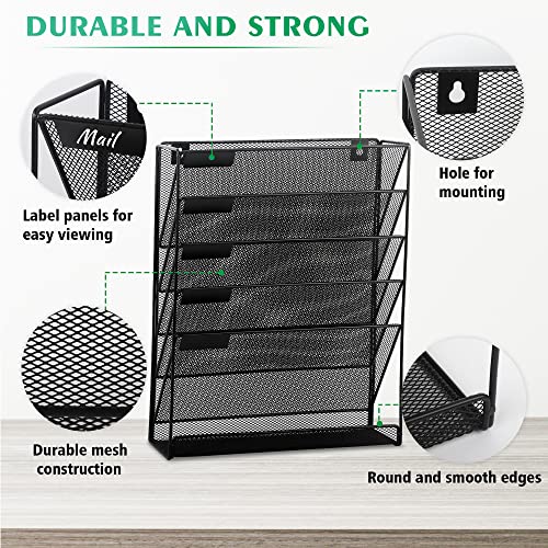 Easepres 5FILEGM Desk File Organizer Mesh 5-Tier, Hanging Wall Mount Document Organization Stand thumb #4