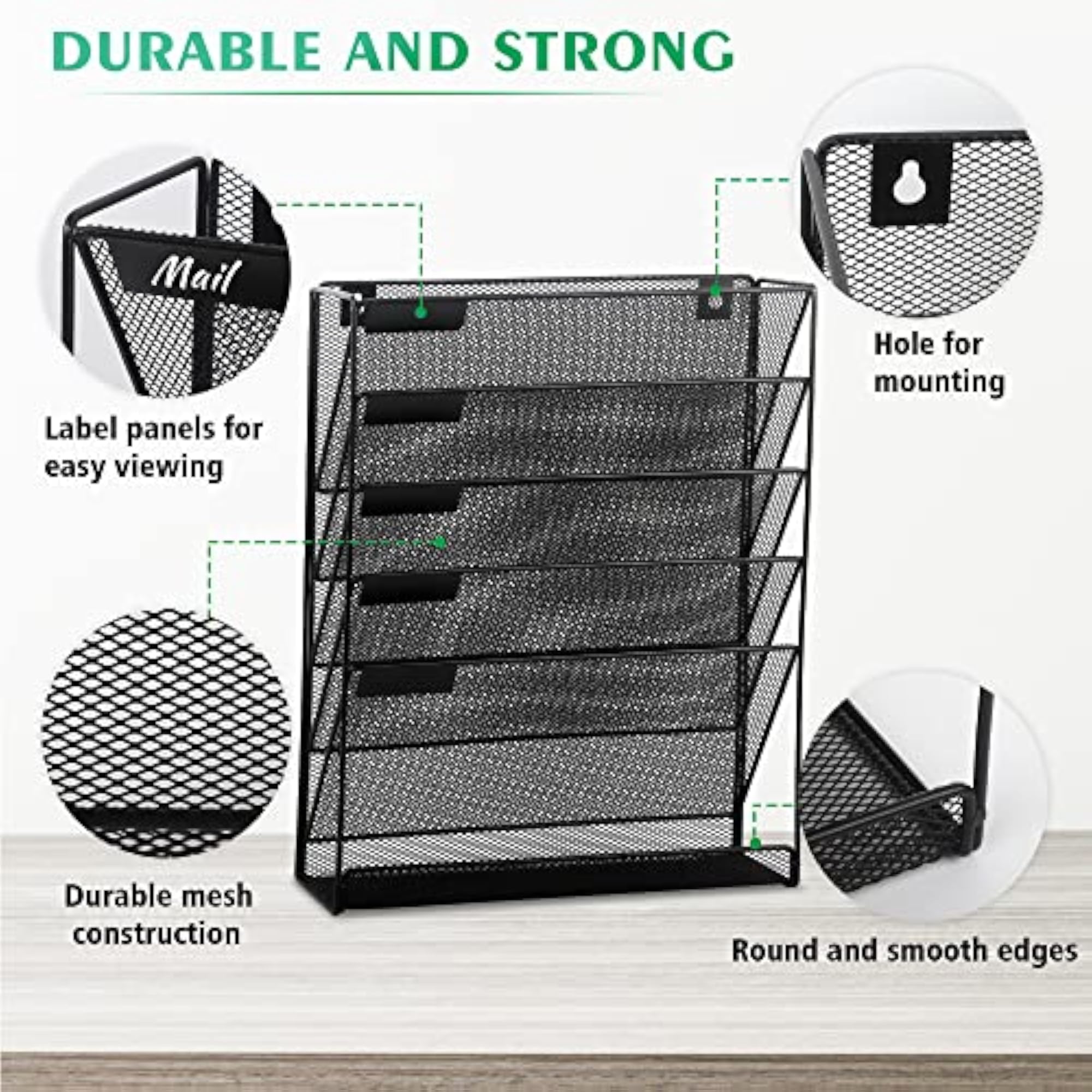 5-Tier Mesh File Organizer Rack for Office & Home
