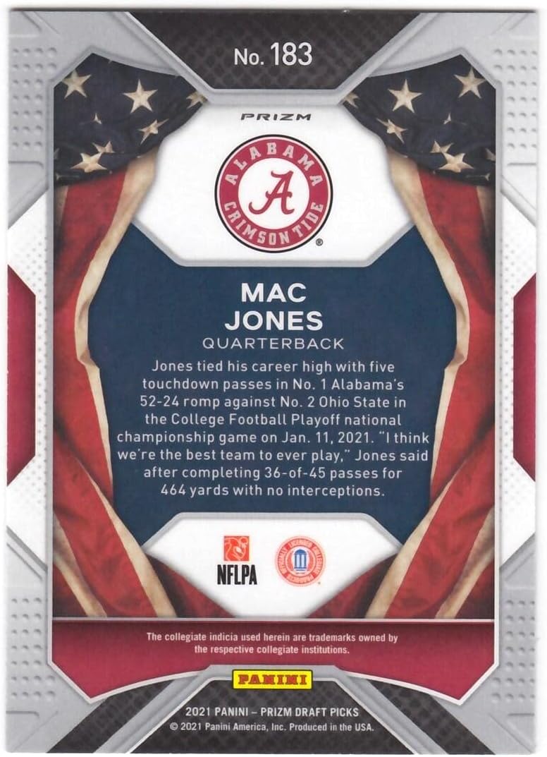 Mac Jones 2021 Panini Prizm Draft Picks Prizms Red White and Blue #183 NM-MT Football NFL All American