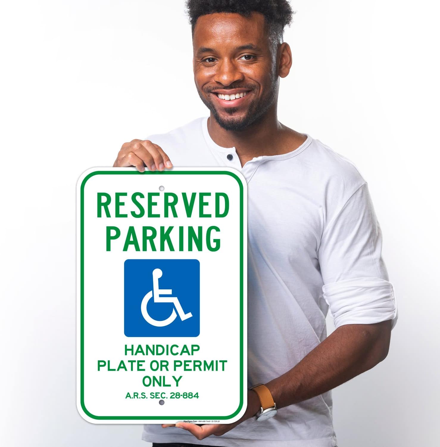 Arizona Reserved Handicap Parking Sign, Parking by Plate Or Permit Only, 12x18 Inches, Rust Free .063 Aluminum, Fade Resistant, Made in USA