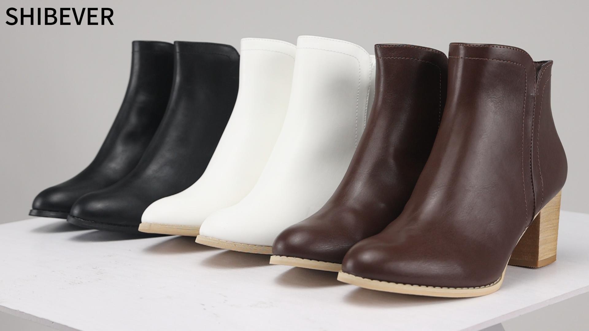 Amazon.com | SHIBEVER Women's Ankle Boots Heel: Chunky Block Heels