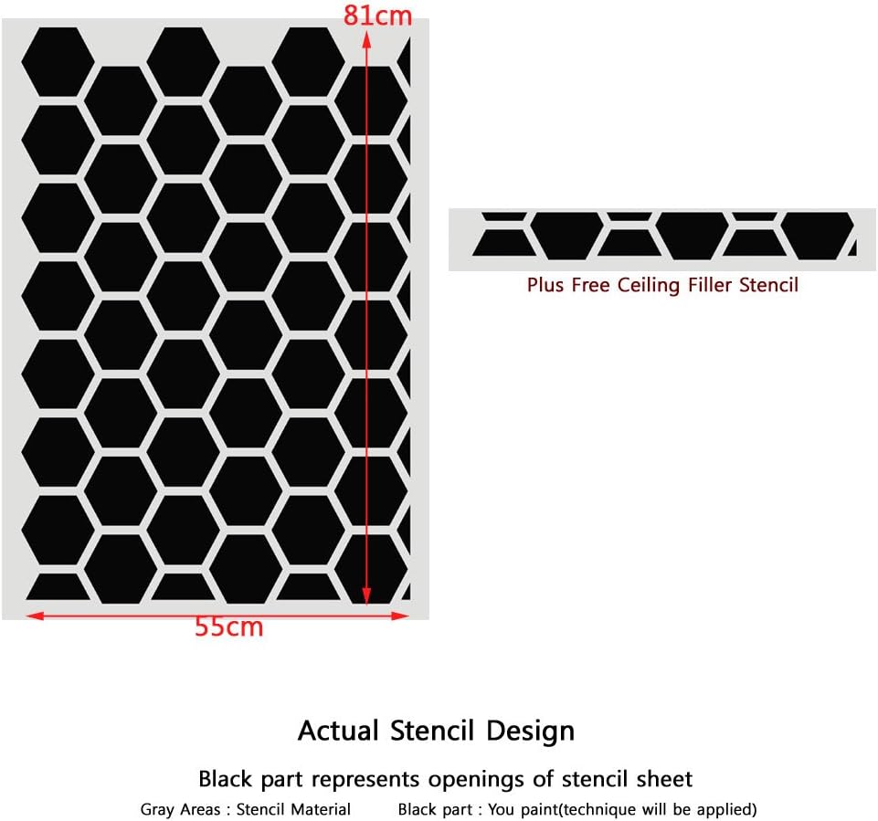 Honeycomb Pattern Wall Stencils, Reusable Allover Stencil for Walls DIY Decor