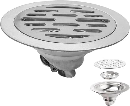 Odor Proof Floor Drain 4 Inch, Round Shower Drain Backflow Preventer, Quick Drainage Design, Stainless Steel