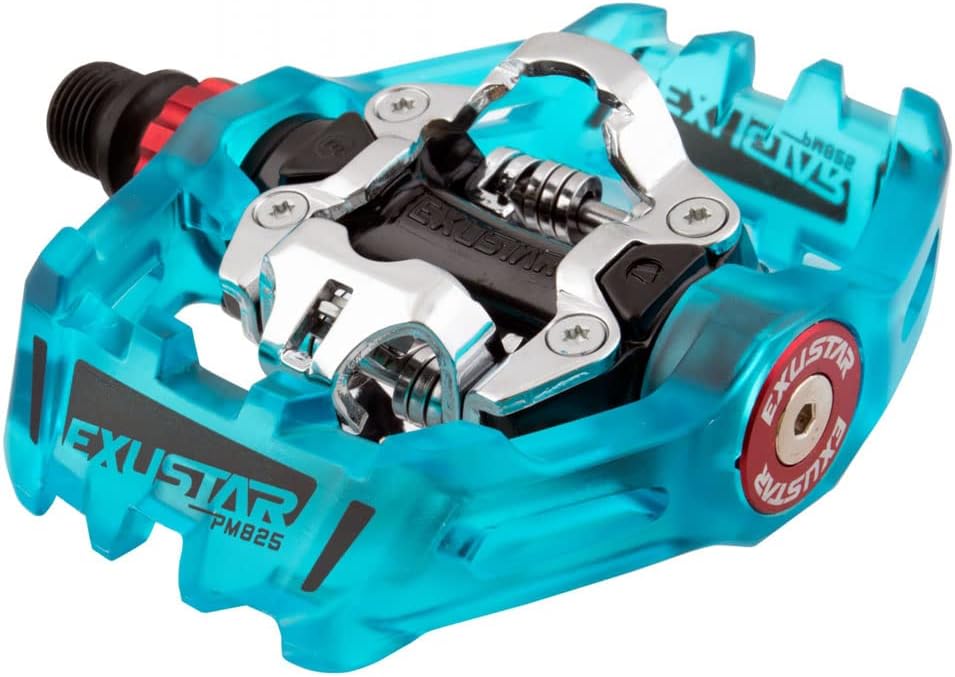 Exustar Pedals MTB Double Clipless PM825 Alloy Blue/Silver SPD - E-PM825-TRBL