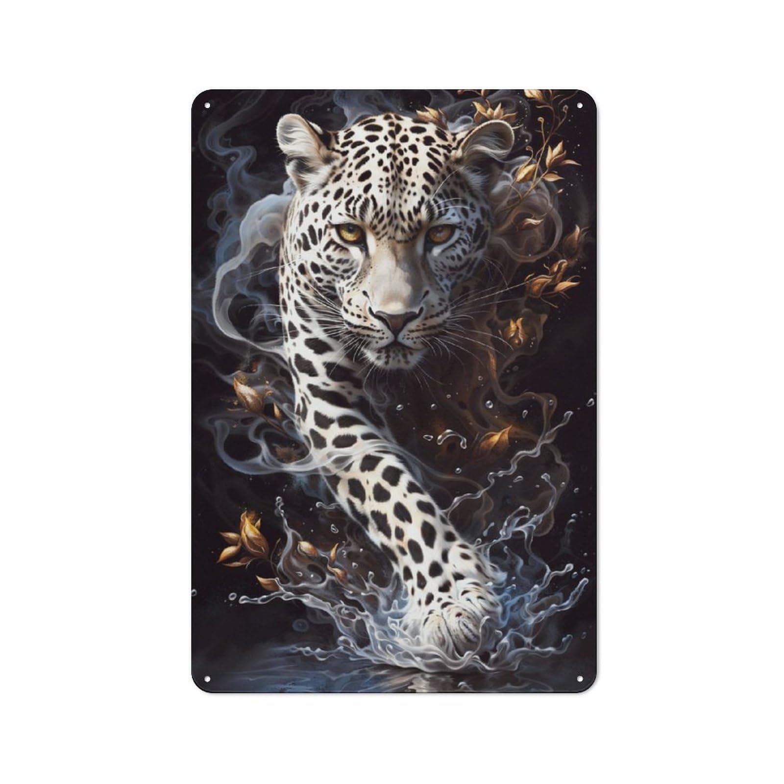 Junmoney Leopard Whispers Retro Tin Wall Plaque 30X20cm For Home Office Or Studio, Wall Decoration For Home Offices And Studios