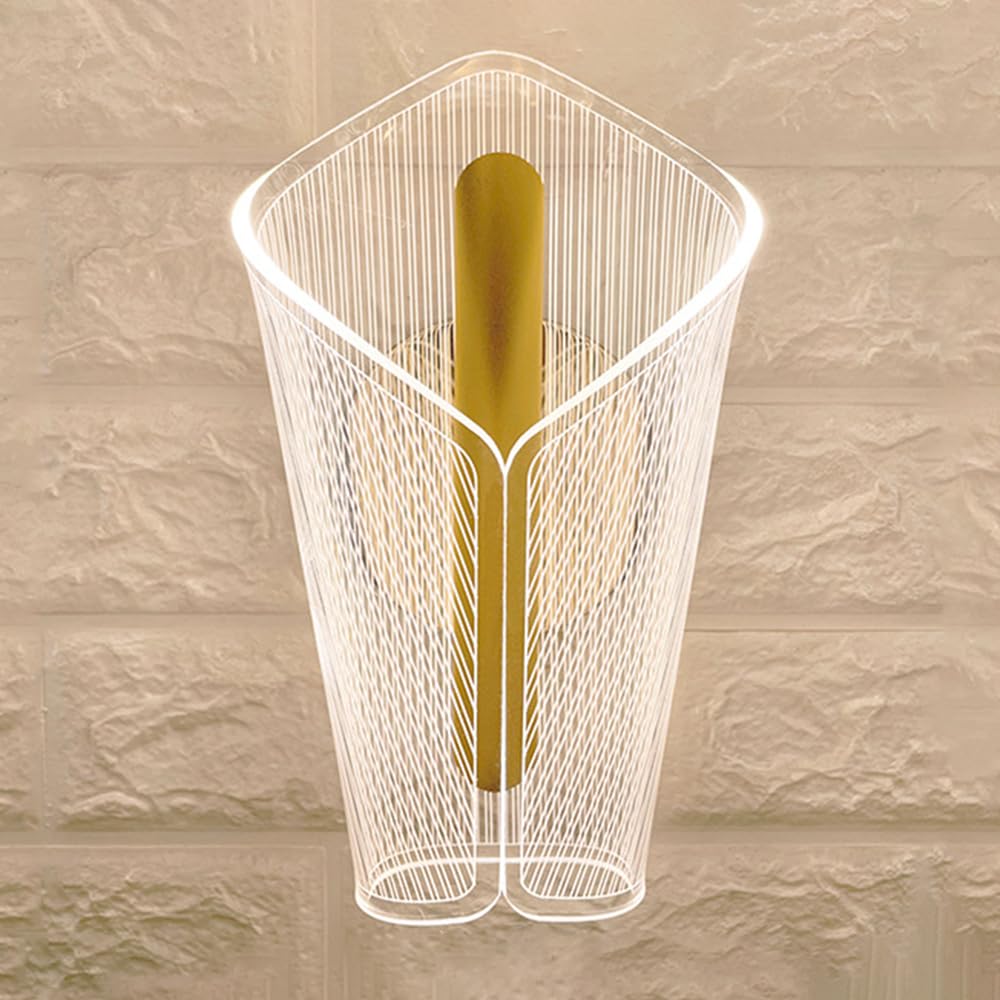 Mjsdjof 12W LED Acrylic Decorative Wall Light, Modern Hardwired Wall Lamp 3 Color Mode (3000K/4000K/6000K), Wall Lights for Living Room Bedroom Pathway Corridor Stairs Hotel Lighting - Gold