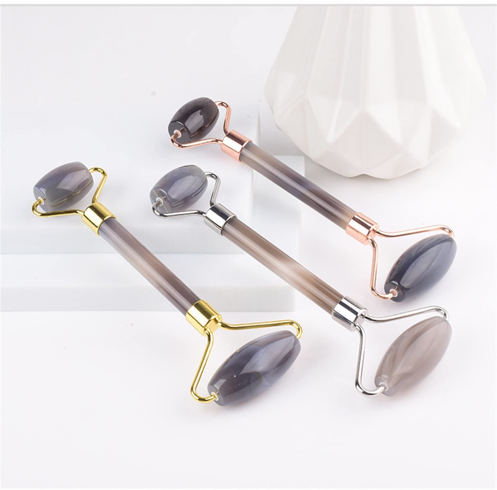 BAWHO Jade Roller Gua Sha Massage Set Natural Agate Gouache Stone Board Anti Aging Face Massager Skin Beauty Care Lifting Tool 1Set