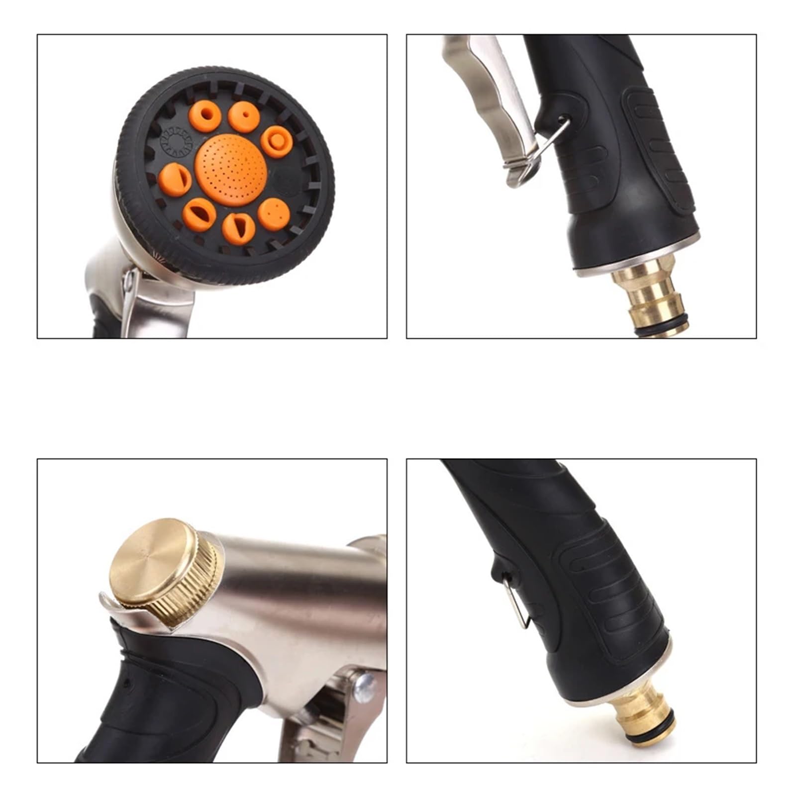 Pistolet d'arrosage avec embout multi-jets, Eau de jardin haute pression avec jets variables, mode multijet, laiton