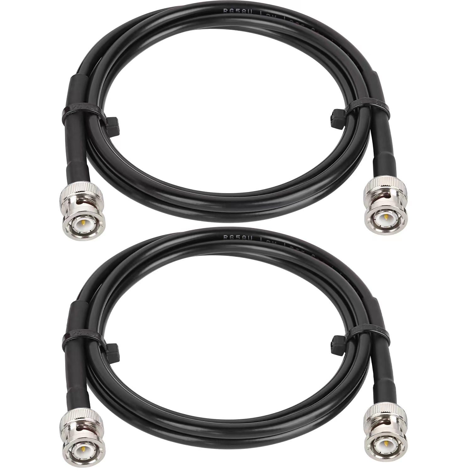 MOOKEERF Lot de 2 câbles coaxiaux BNC mâle vers BNC mâle, 50 Ohm RG58 avec connecteurs BNC, 1,2 m