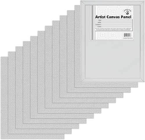 Creative Mark Paneles de lona de algodón, paquete de 12 unidades 4 x 4 Paneles de lienzo acrílico imprimado de calidad profesional para pintar,
